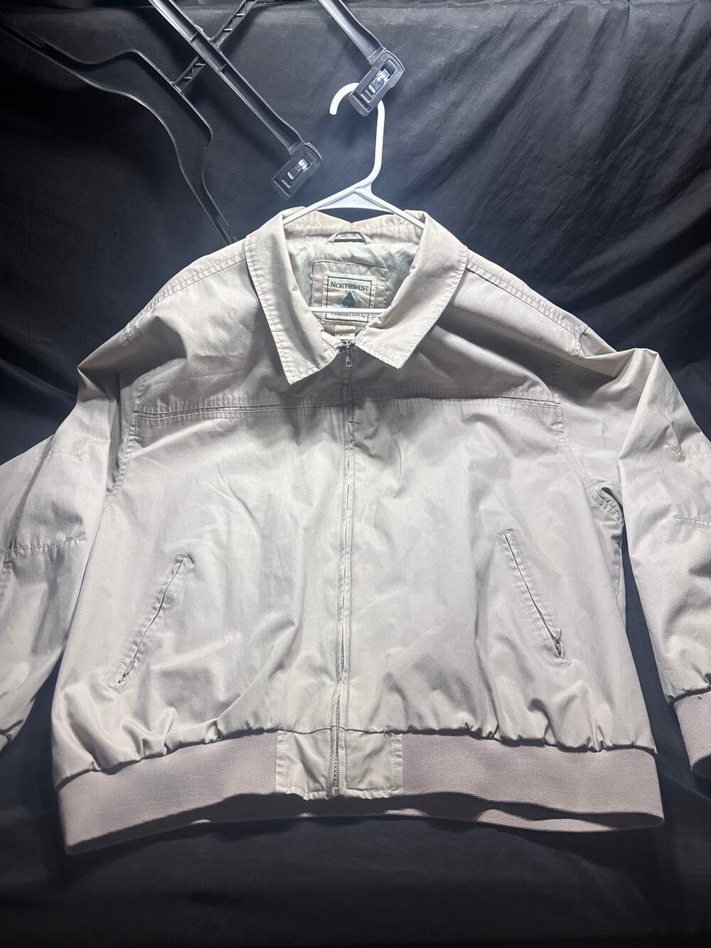Vintage Northwest Territory Mens XL Khaki Tan Full Zip Bomber Jacket Windbreaker